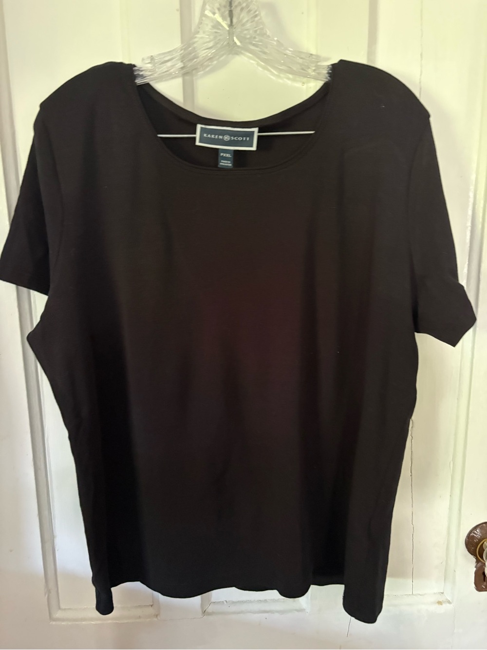 Karen Scott Black Crewneck Short Sleeve Top